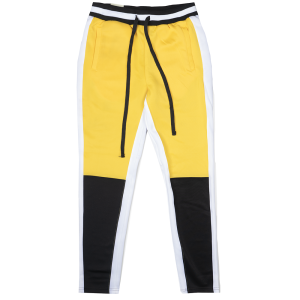WOMEN'S AMERICAN BAZI TRACK PANTS YELLOW/WHT - RJJ-7003