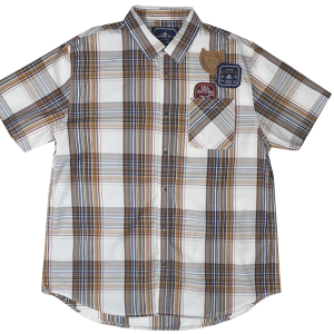 BORN FLY S/S PLAID BUTTON DOWN BROWN - 1611W9865BT