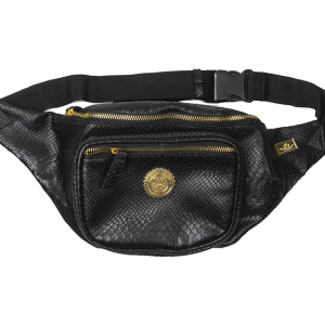 CAPITAL GAINS SNAKE LEATHER FANNY PACK BLACK - CG012