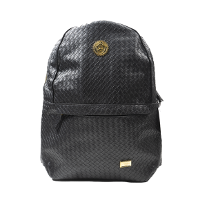 CAPITAL GAINS WEAVED LEATHER BACKPACK BLACK - CG009