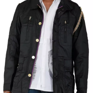 BLANCO LABEL LA COSA NUESTRA MEN'S MILITIA JACKET WITH CHAIN DETAIL BLACK - BL-6041