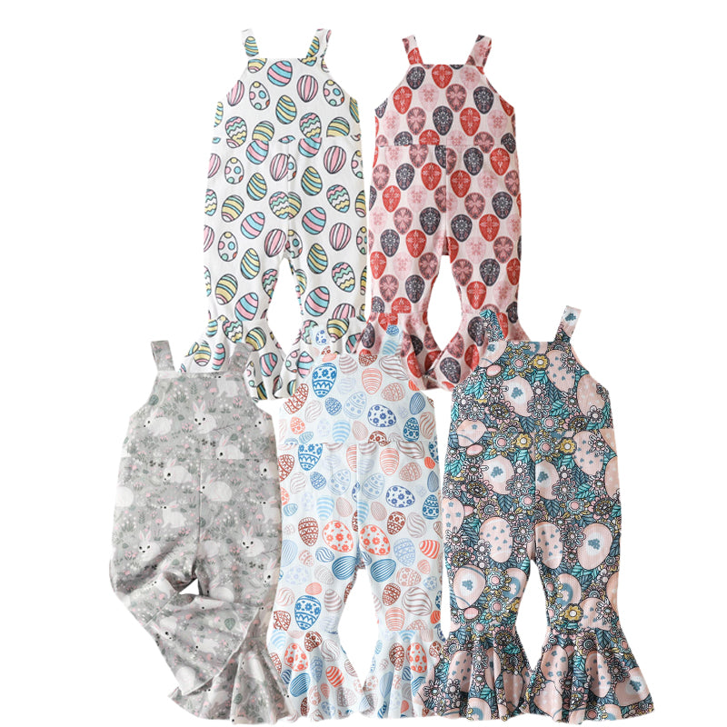 Baby Kid Girls Flower Cartoon Print Jumpsuits Wholesale 230105653