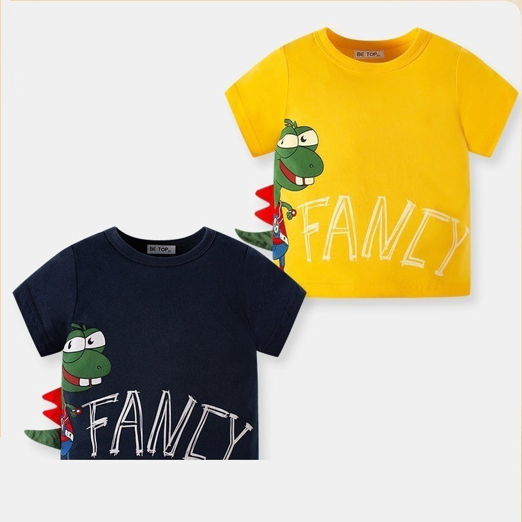Baby Kid Boys Letters Dinosaur Tops Wholesale 24040911