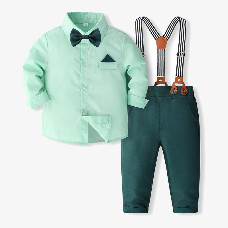 2 Pieces Set Baby Kid Boys Solid Color Shirts And Pants Wholesale 240409111
