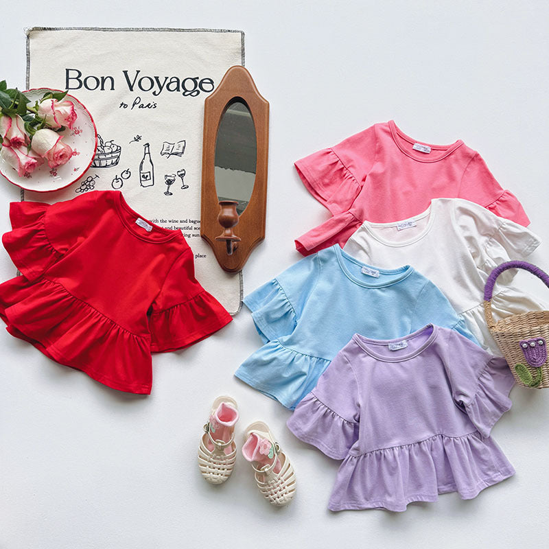 Baby Kid Girls Solid Color Tops Wholesale 240409135