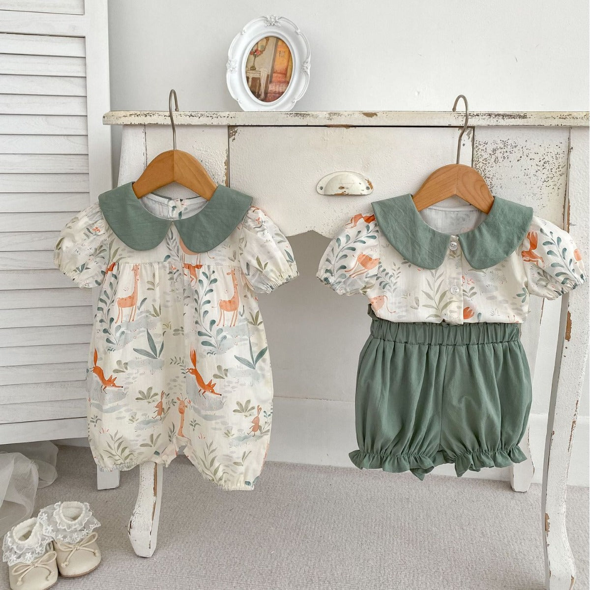 Baby Kid Girls Cartoon Print Rompers Wholesale 240409141
