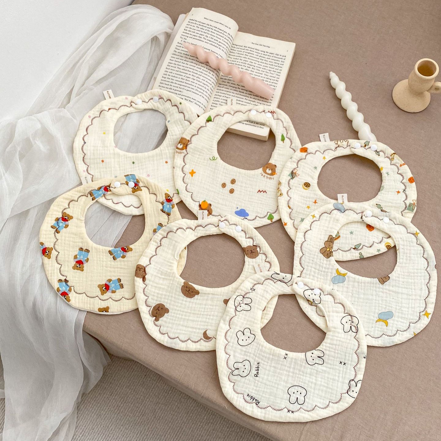 Baby Unisex Cartoon Print Baby Bibs Wholesale 240409154