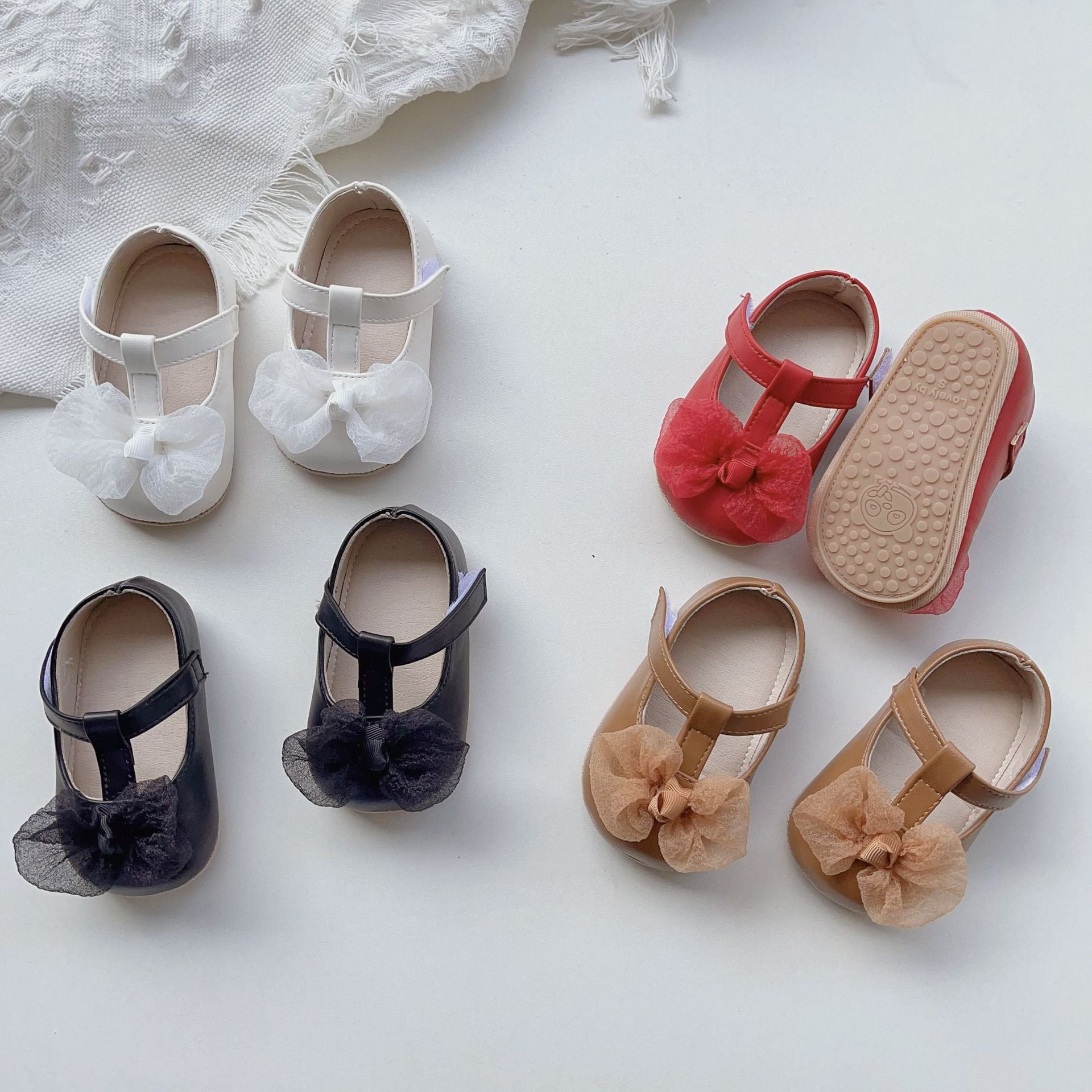 Baby Girls Solid Color Bow Shoes Wholesale 240409169