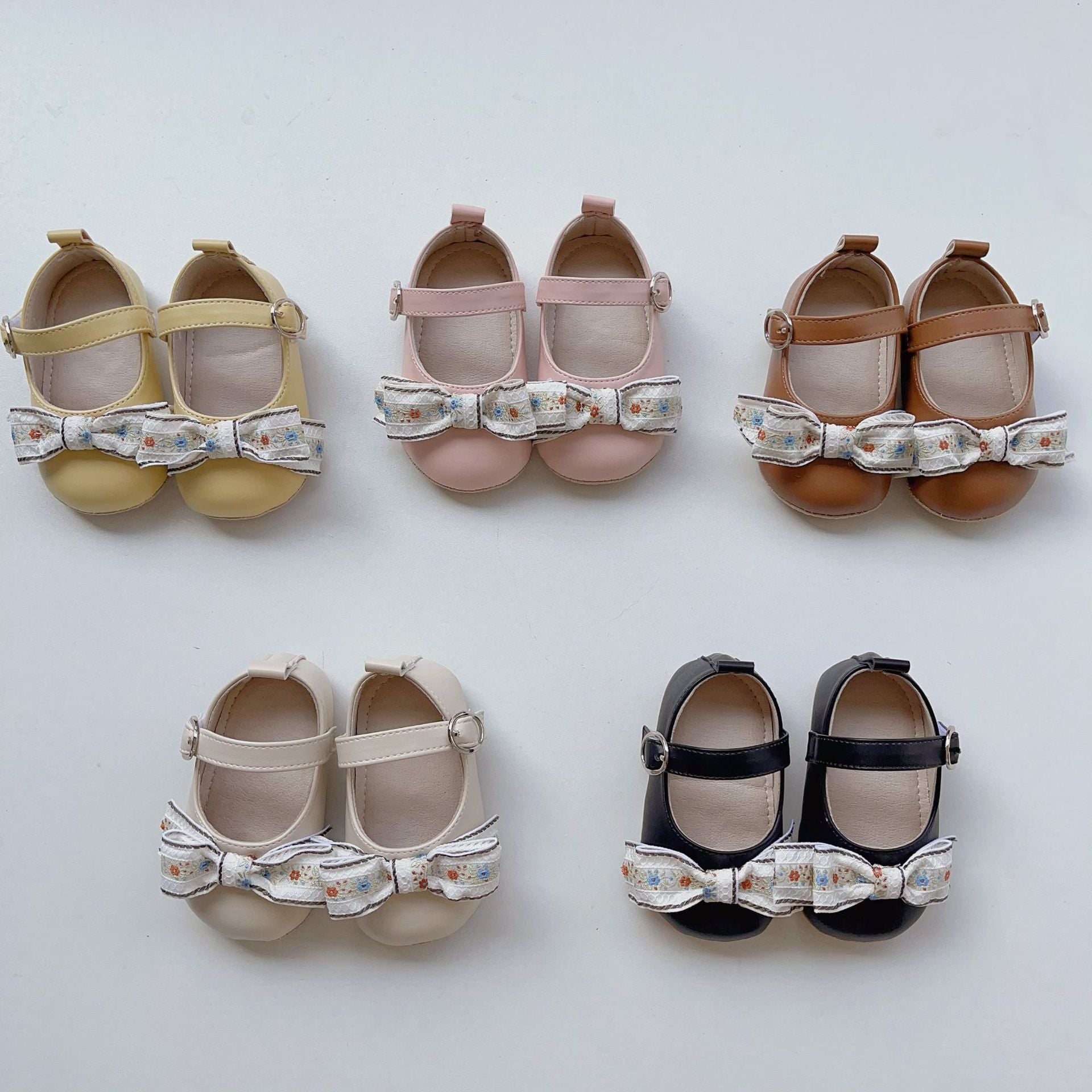 Baby Girls Solid Color Bow Shoes Wholesale 240409173