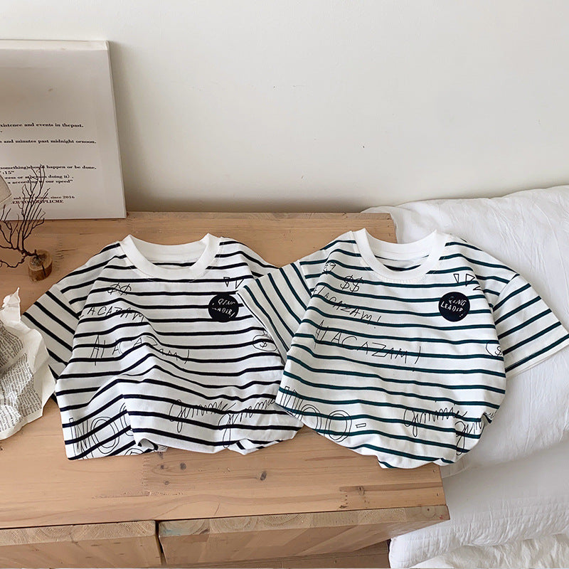 Baby Kid Boys Striped Letters Tops Wholesale 240409198