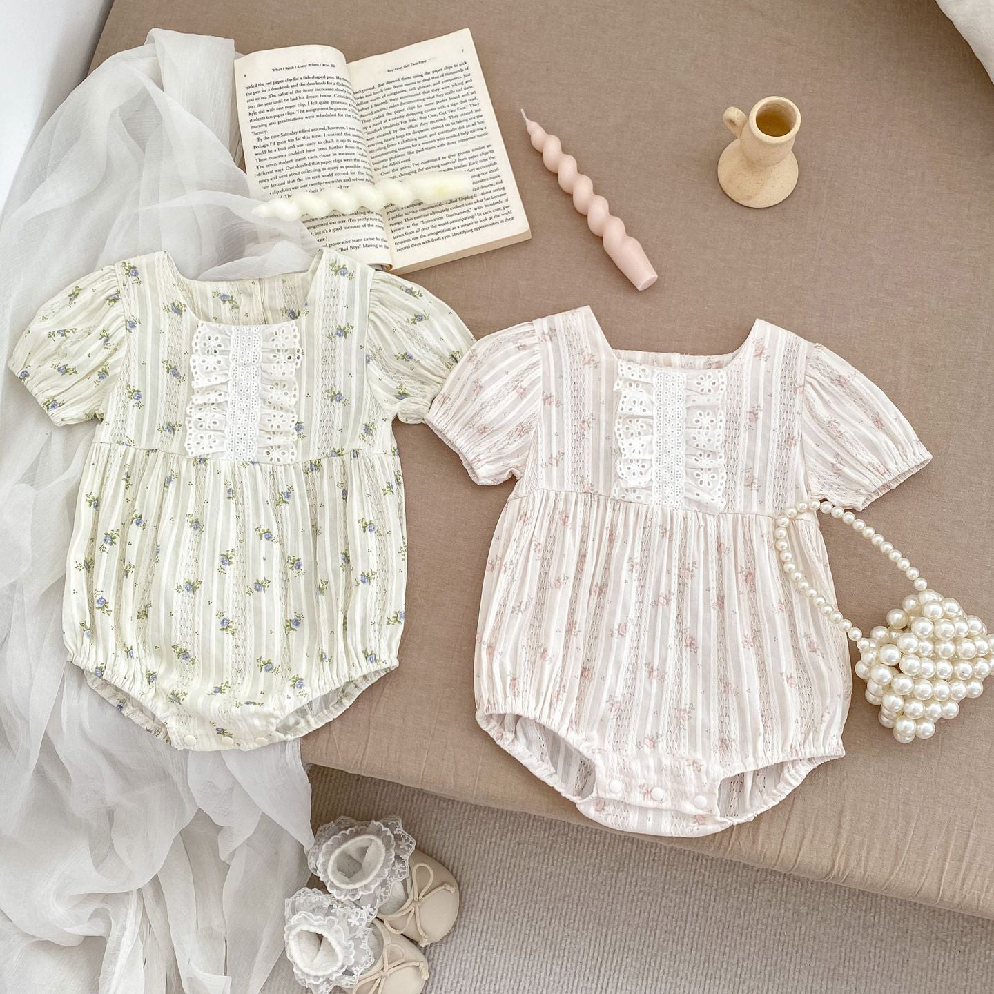 Baby Girls Flower Print Rompers Wholesale 240409215