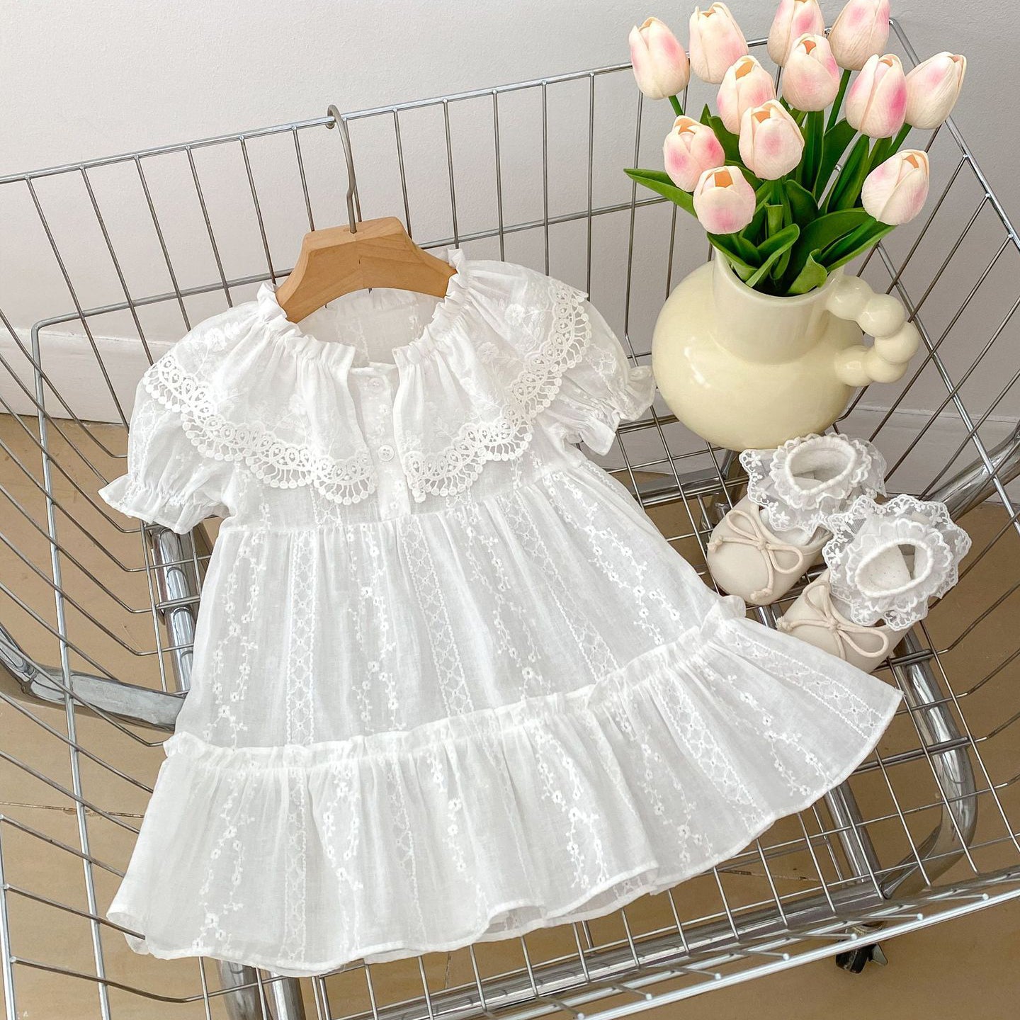 Baby Kid Girls Solid Color Dresses Wholesale 240409216