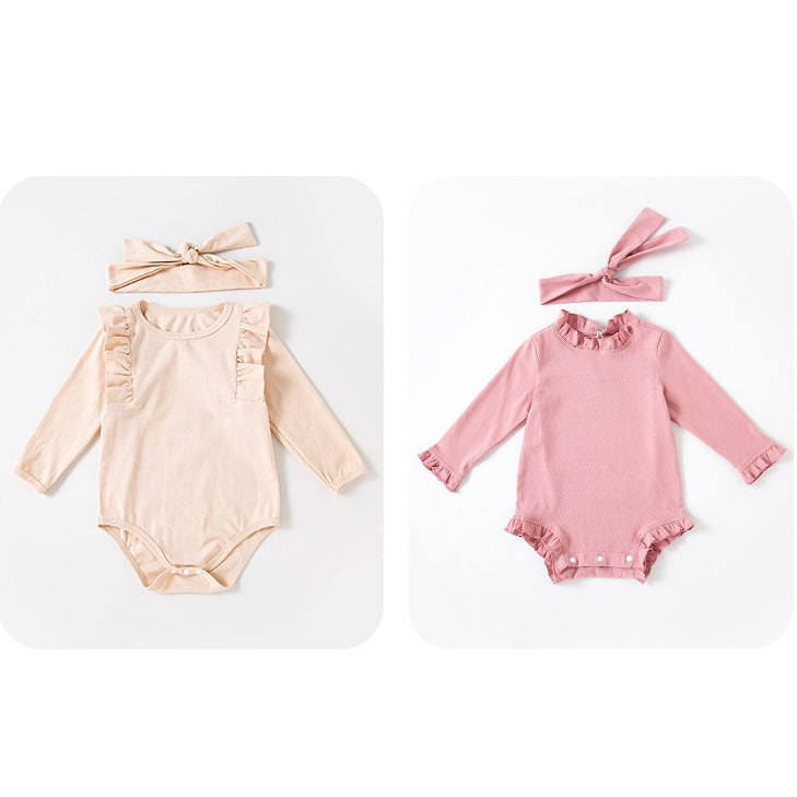 Baby Girls Solid Color Rompers Wholesale 24040935