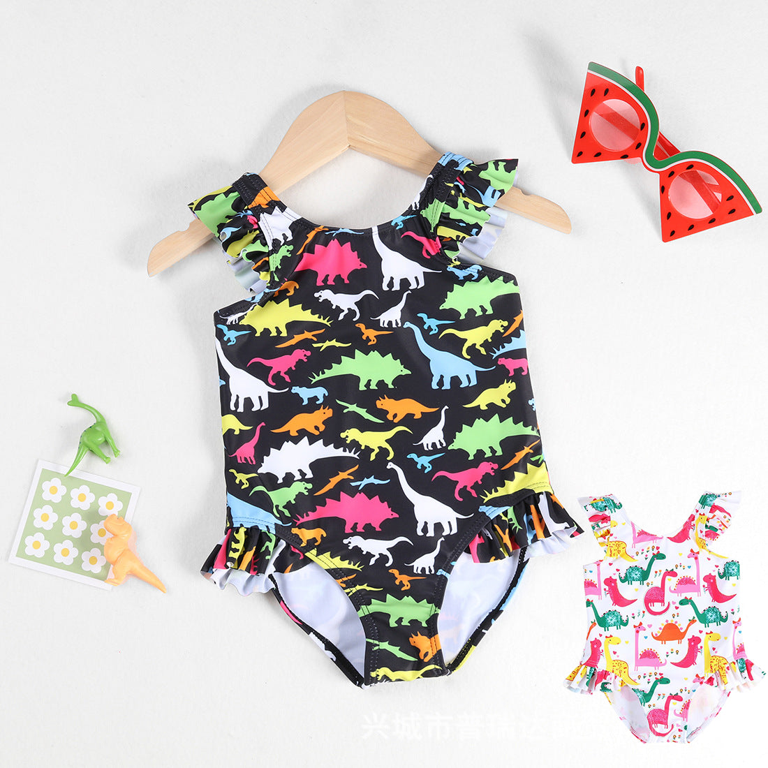 Baby Kid Girls Dinosaur Print Swimwears Wholesale 24040944