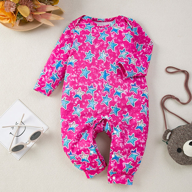 Baby Girls Color-blocking Star Jumpsuits Wholesale 24040956