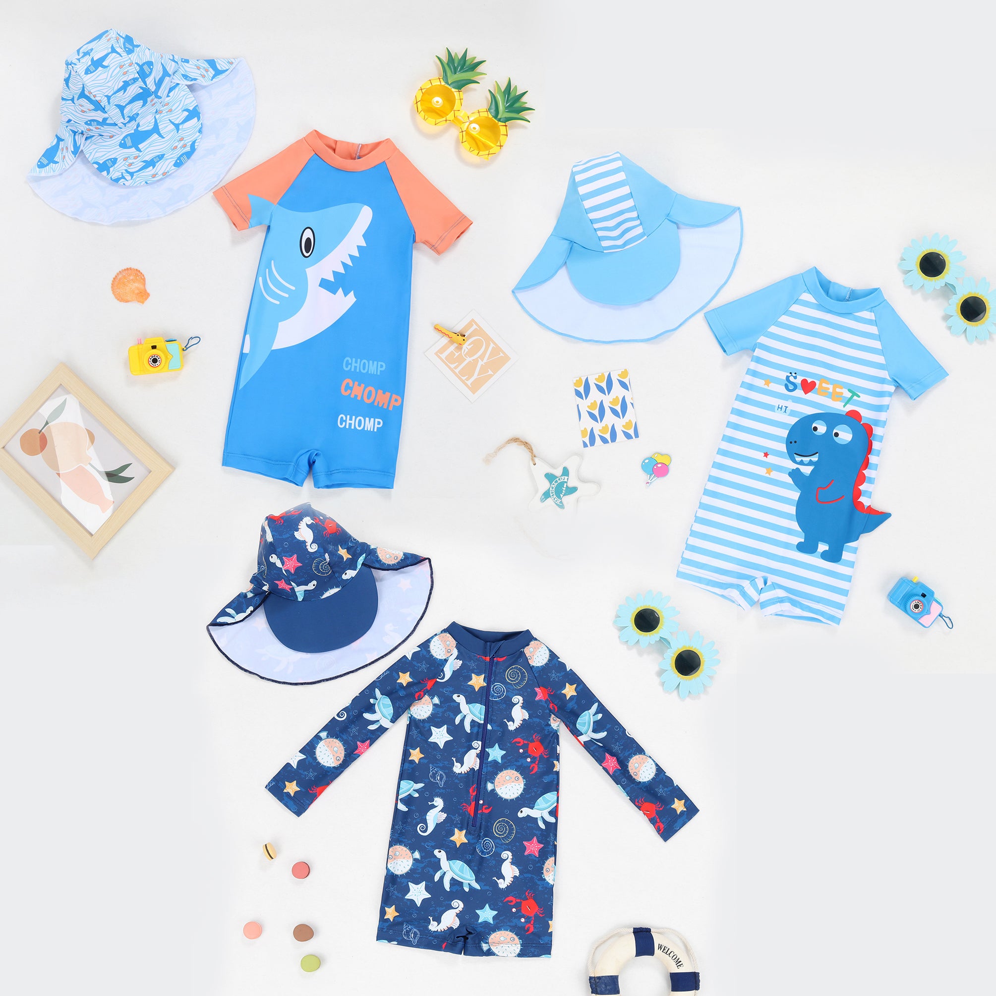 Baby Kid Boys Letters Cartoon Print Beach Swimwears Wholesale 24040997