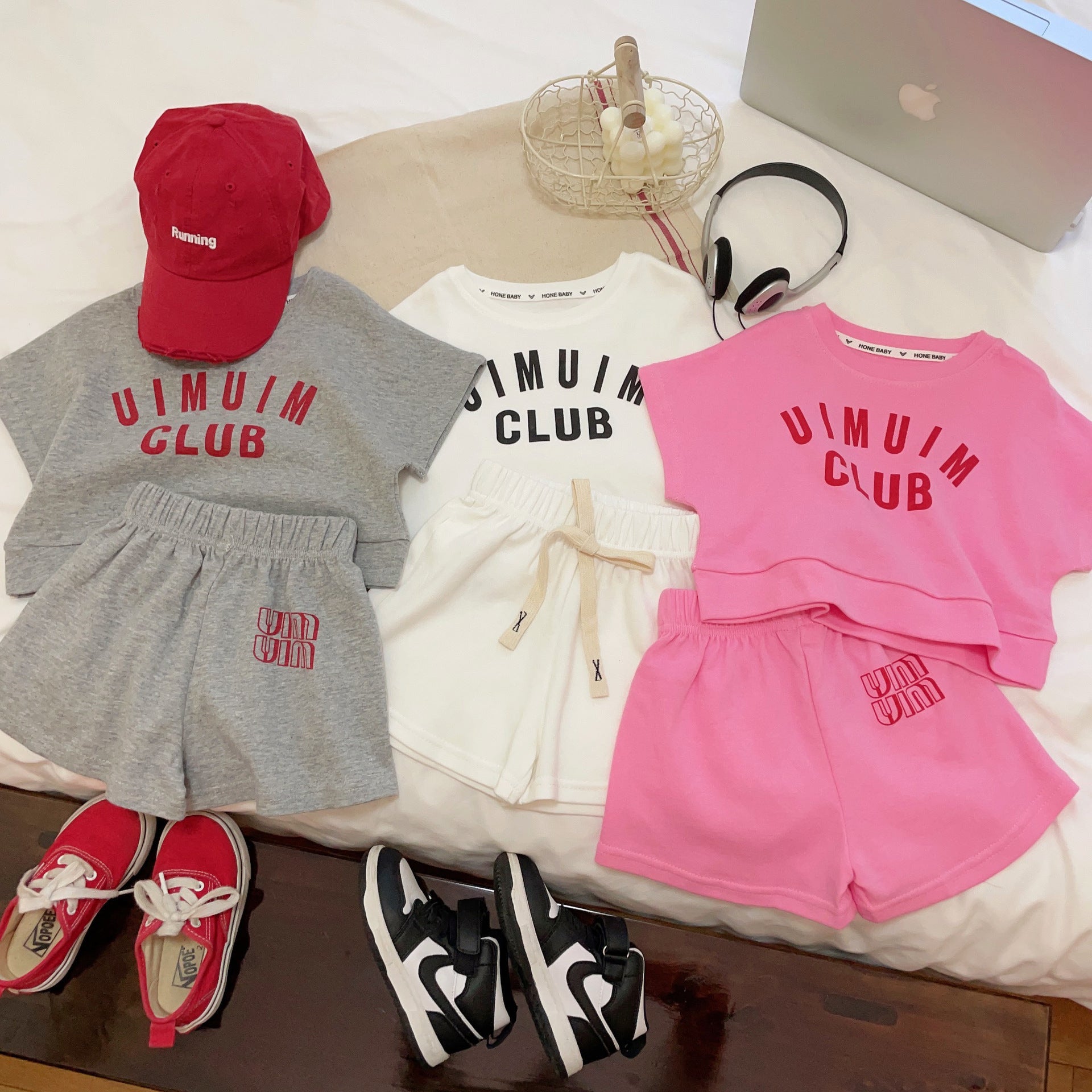 2 Pieces Set Baby Kid Girls Letters Tops And Solid Color Shorts Wholesale 24052208