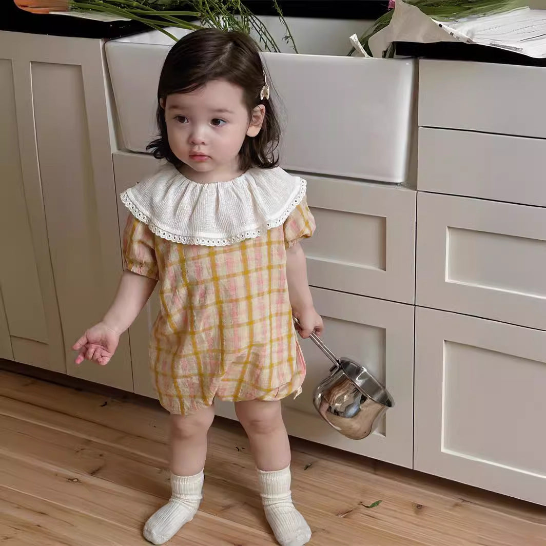 Baby Girls Checked Rompers Wholesale 240522176
