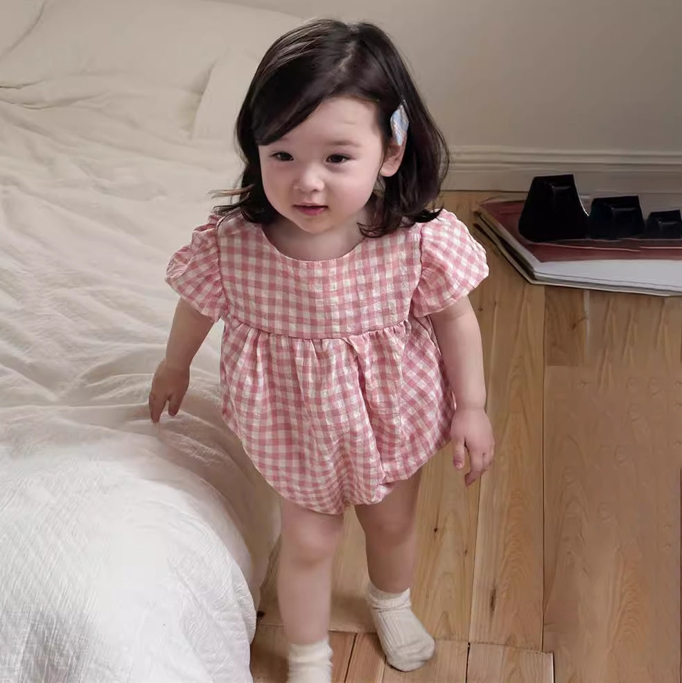 Baby Girls Checked Rompers Wholesale 240522180