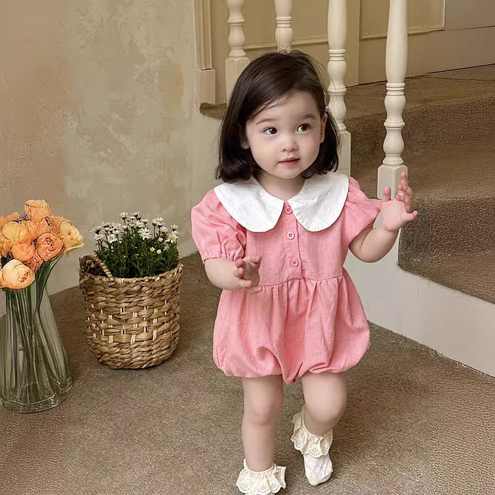 Baby Girls Solid Color Rompers Wholesale 240522210
