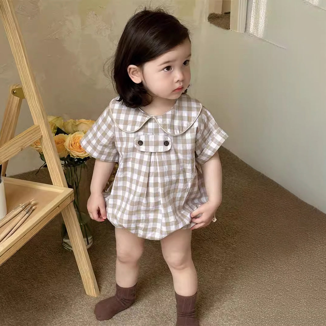 Baby Girls Checked Rompers Wholesale 240522218