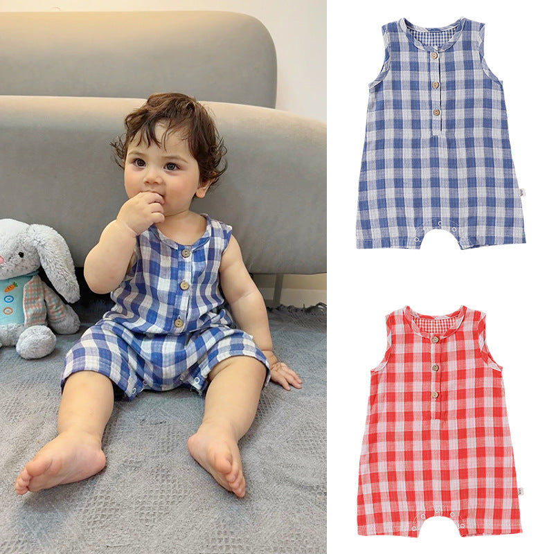 Baby Girls Boys Checked Rompers Wholesale 240522270