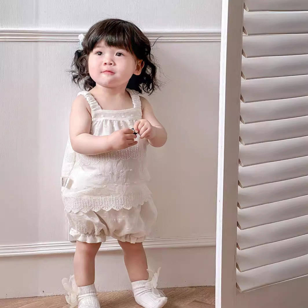 2 Pieces Set Baby Kid Girls Solid Color Tank Tops And Shorts Wholesale 240522287