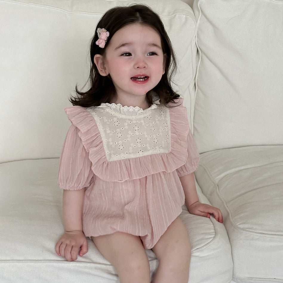 Baby Girls Color-blocking Rompers Wholesale 240522408