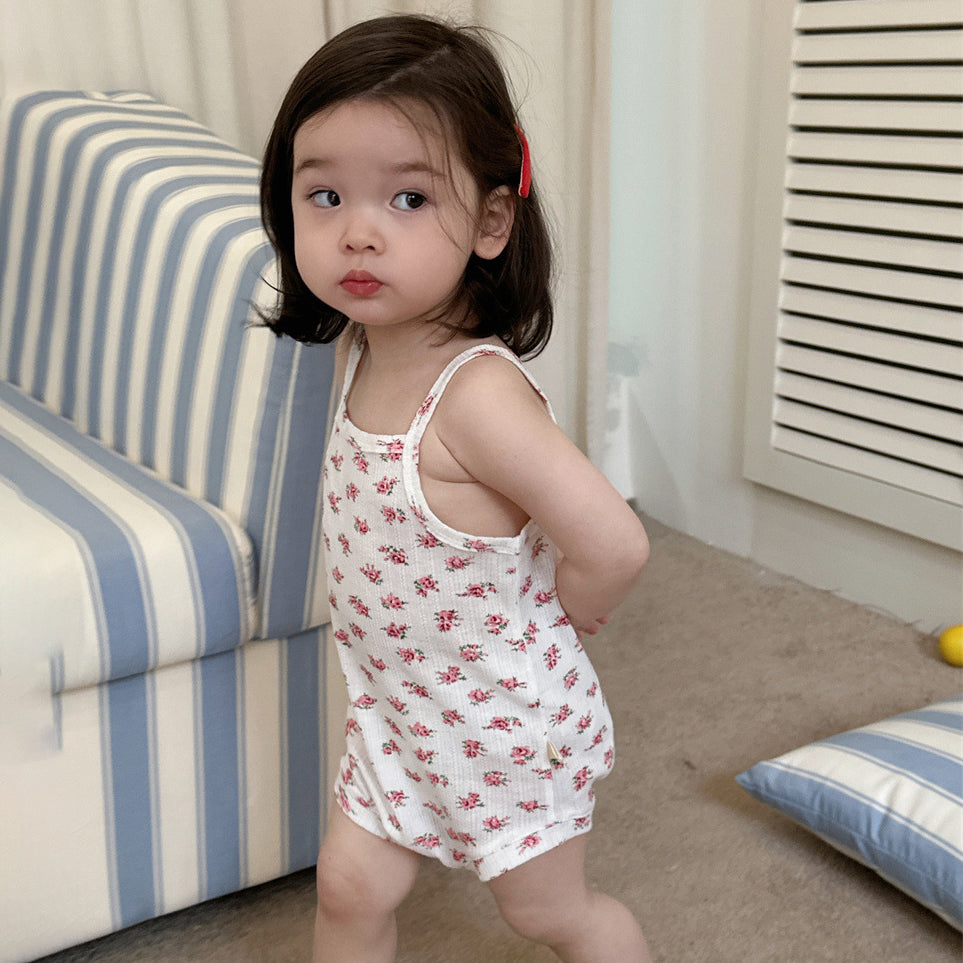 Baby Girls Flower Print Rompers Wholesale 240522416