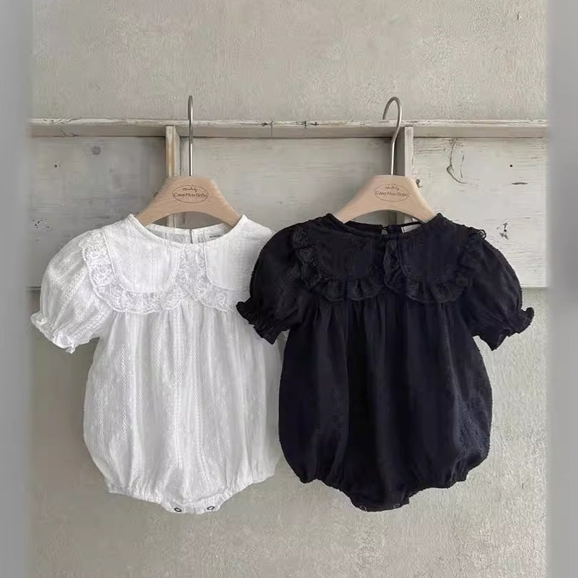 Baby Girls Solid Color Rompers Wholesale 24052262