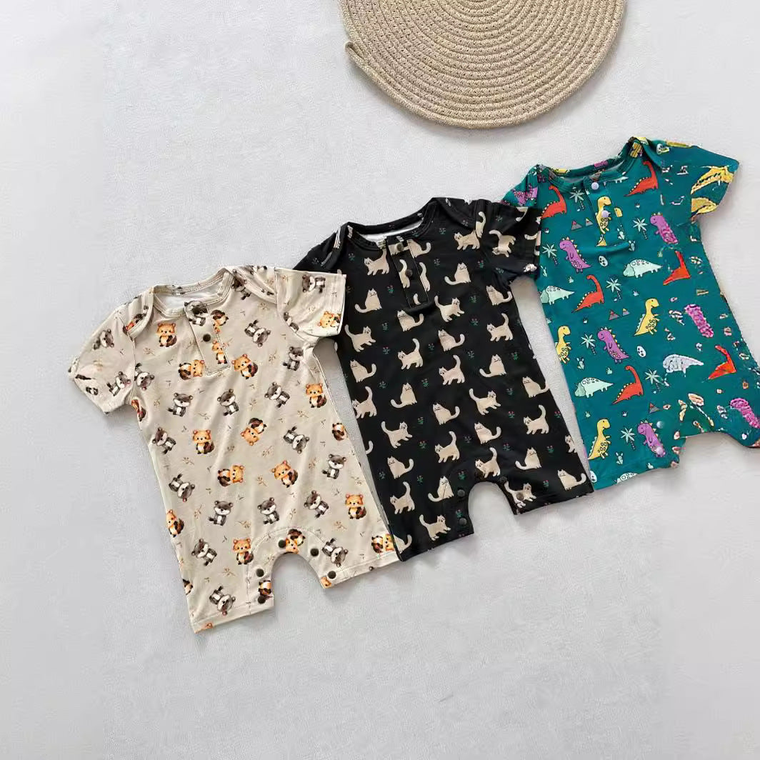 Baby Boys Dinosaur Animals Cartoon Print Rompers Wholesale 24052291