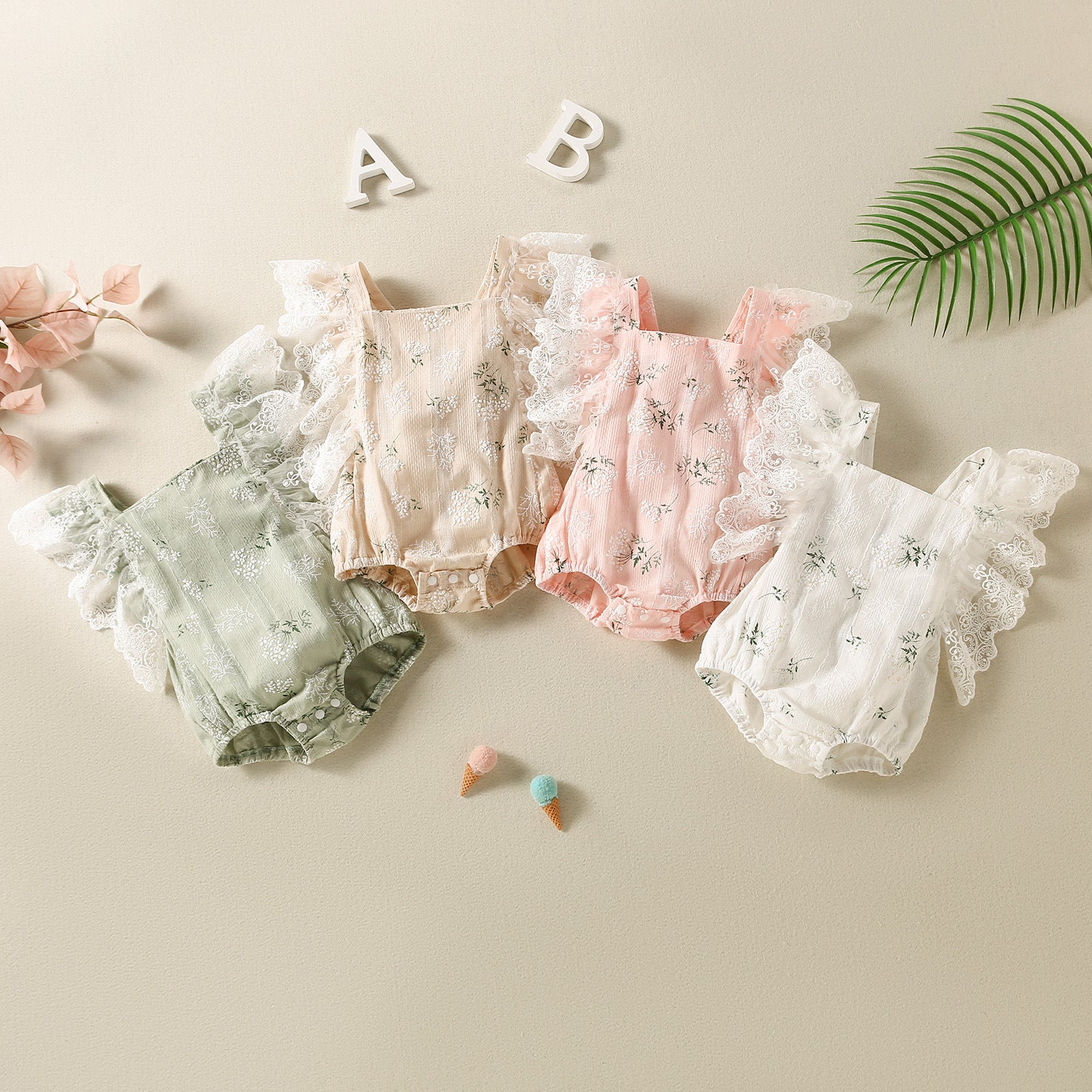 Baby Kid Girls Solid Color Embroidered Rompers Wholesale 24070101
