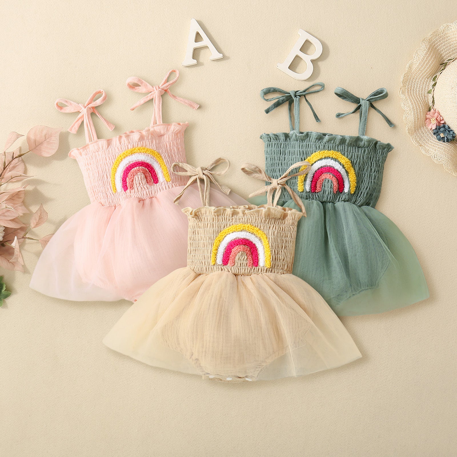 Baby Girls Rainbow Rompers Wholesale 240701110