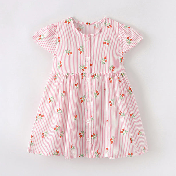 Baby Kid Girls Fruit Print Dresses Wholesale 240701122