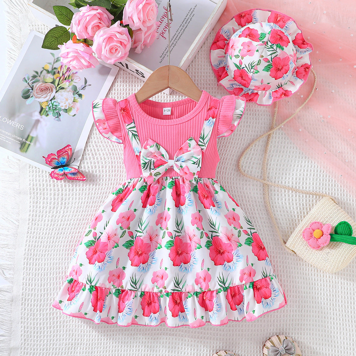 Baby Kid Girls Flower Print Dresses Wholesale 240701152
