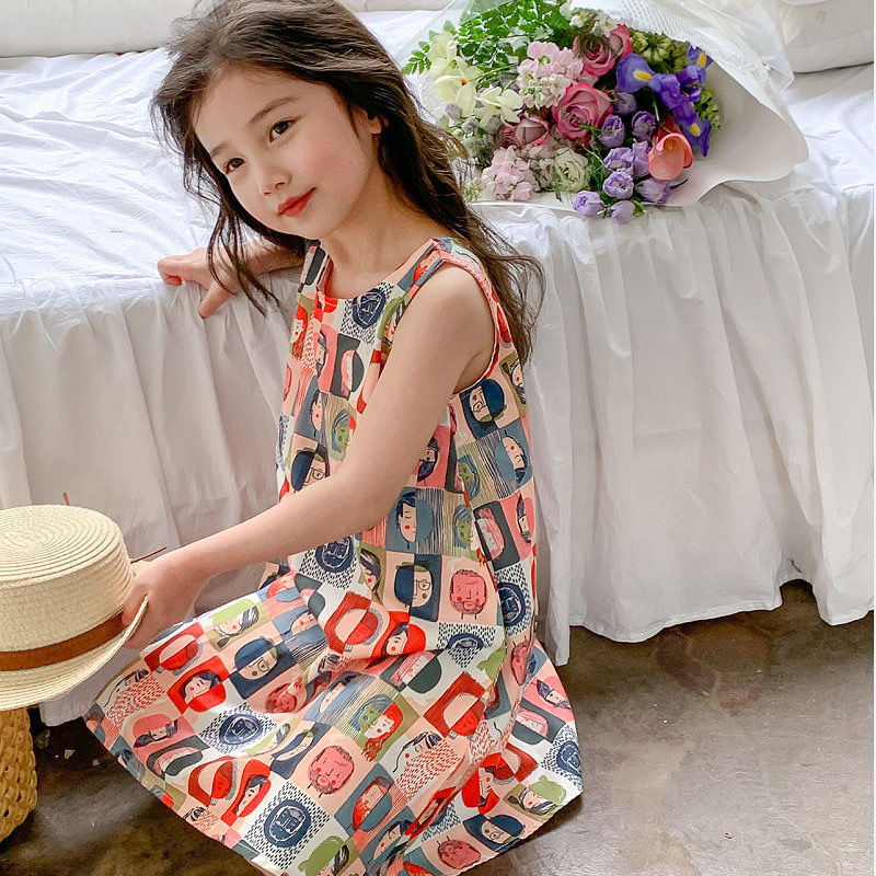 Kid Girls Expression Print Dresses Wholesale 240701172