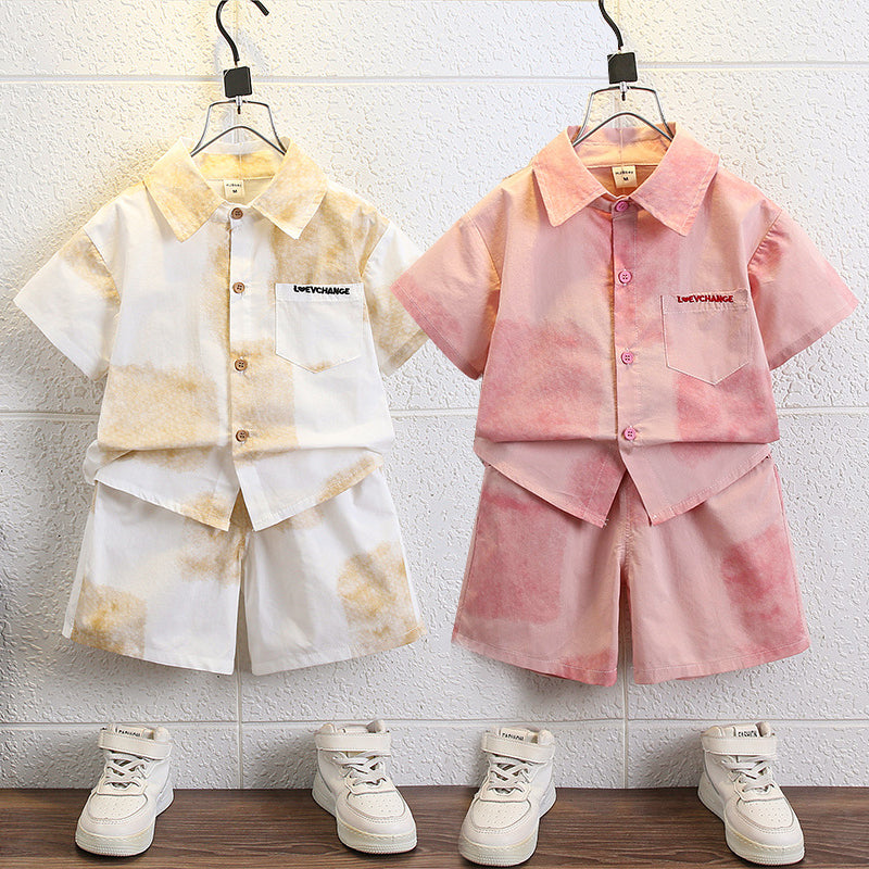 2 Pieces Set Baby Kid Boys Color-blocking Tops And Shorts Wholesale 24070170