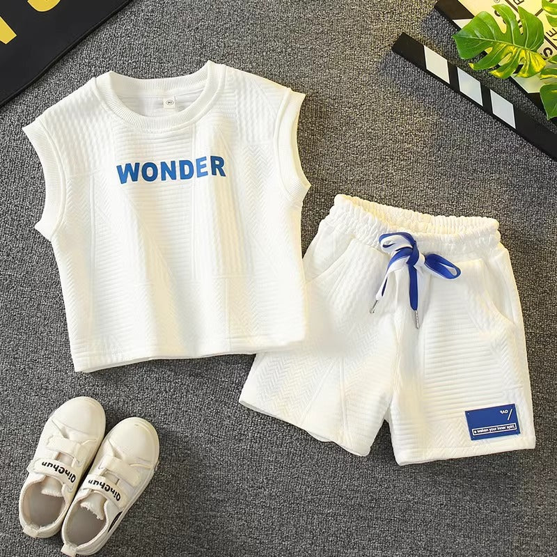 2 Pieces Set Baby Kid Boys Letters Tank Tops And Shorts Wholesale 24070174