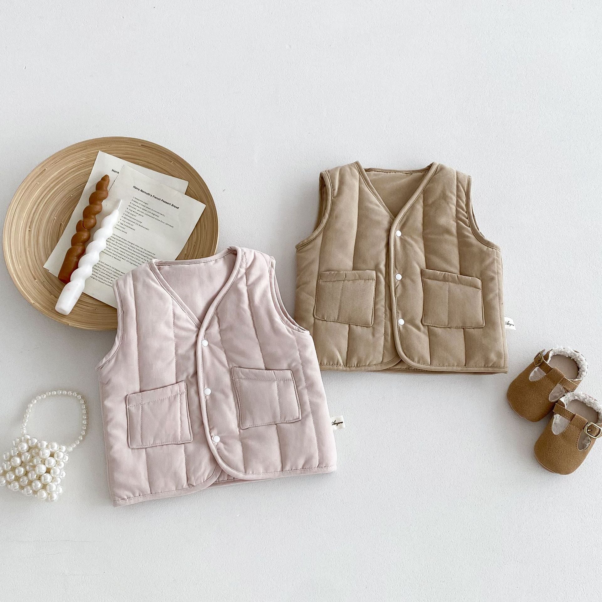 Baby Kid Girls Solid Color Vests Waistcoats Wholesale 240802270
