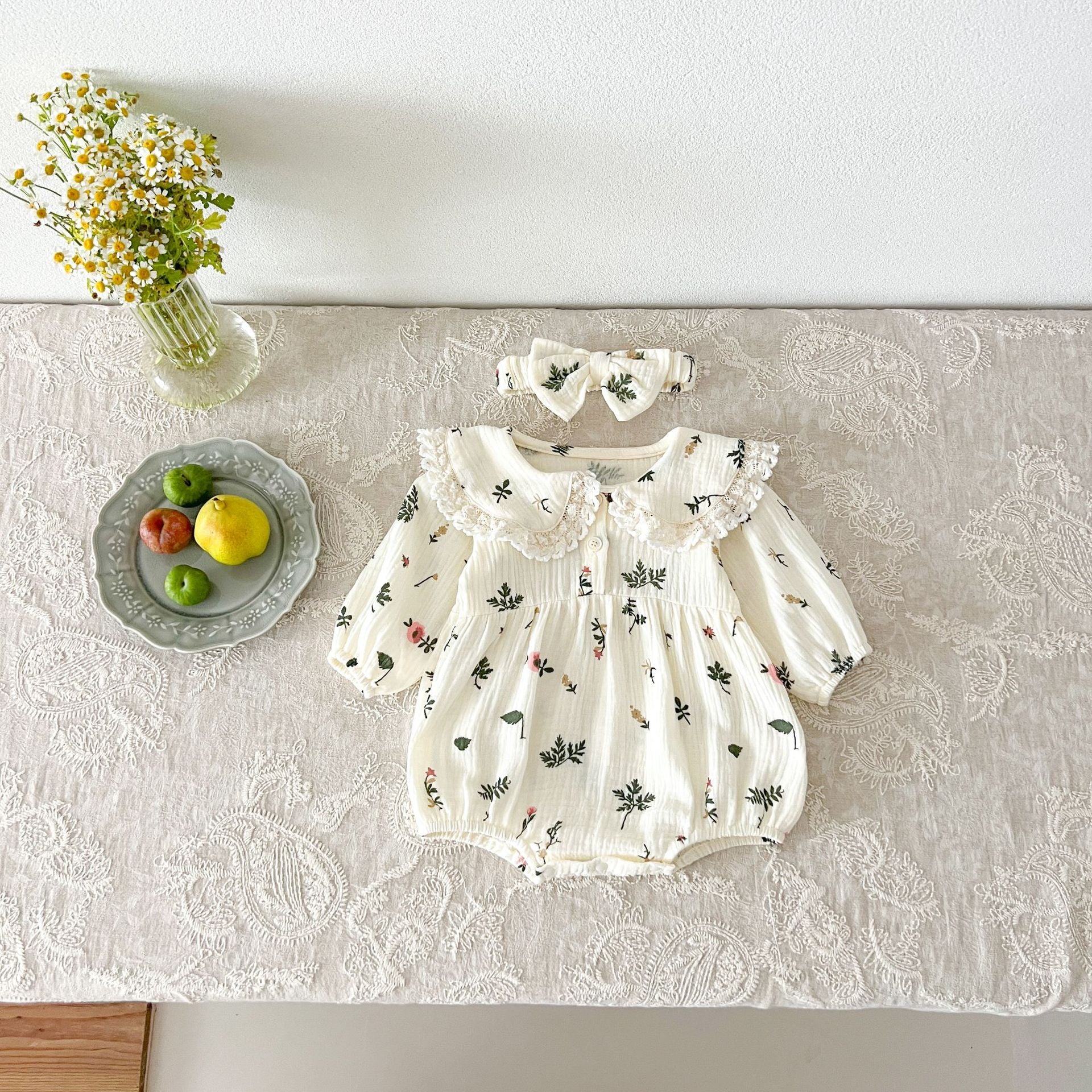 Baby Kid Girls Flower Plant Print Rompers Wholesale 240802294