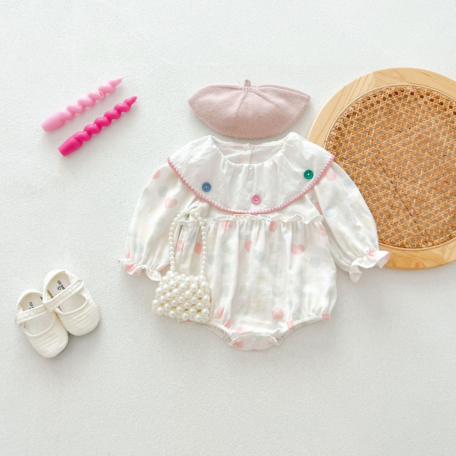 Baby Kid Girls Love heart Polka dots Rompers Wholesale 240802331
