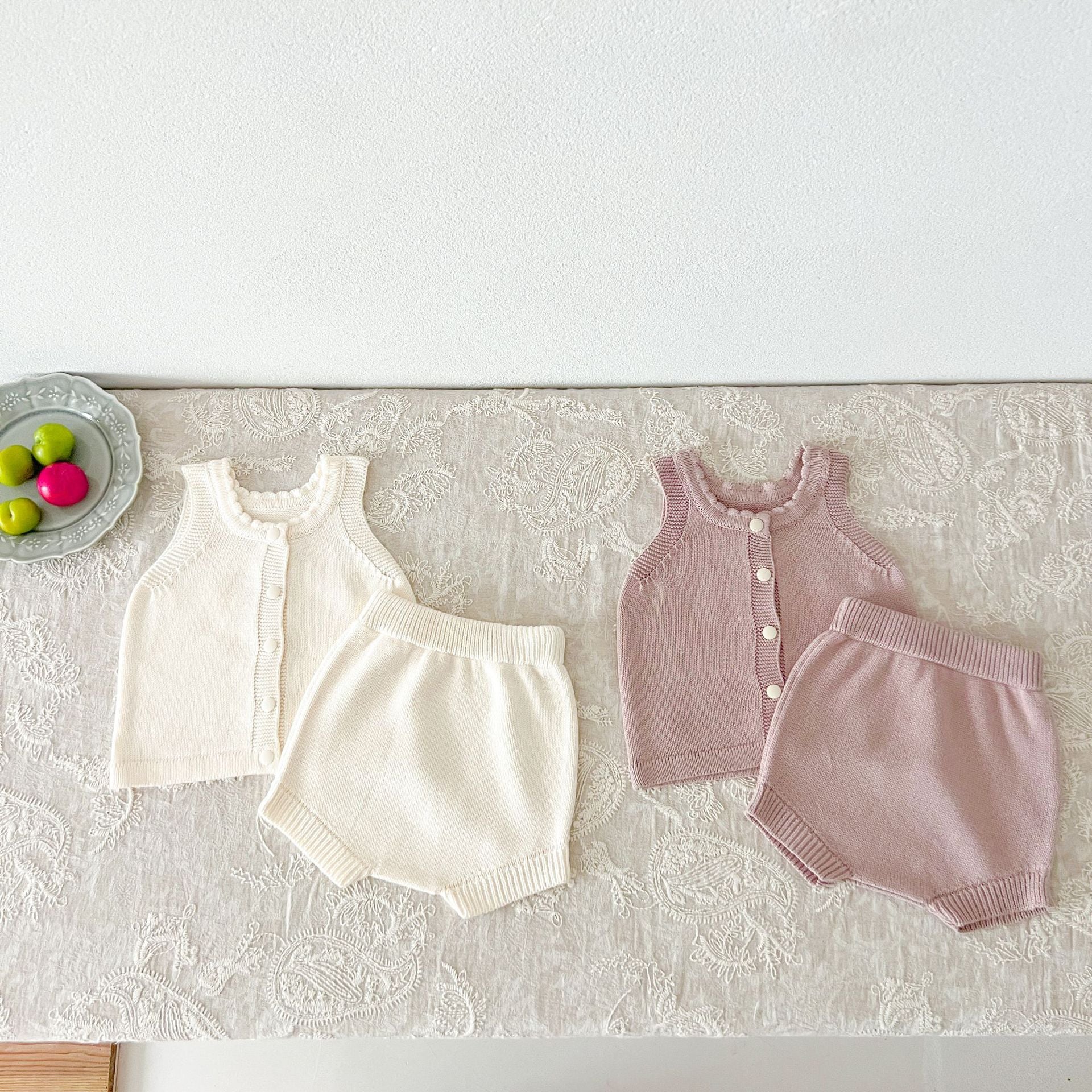 2 Pieces Set Baby Kid Girls Solid Color Tank Tops And Shorts Wholesale 240802372