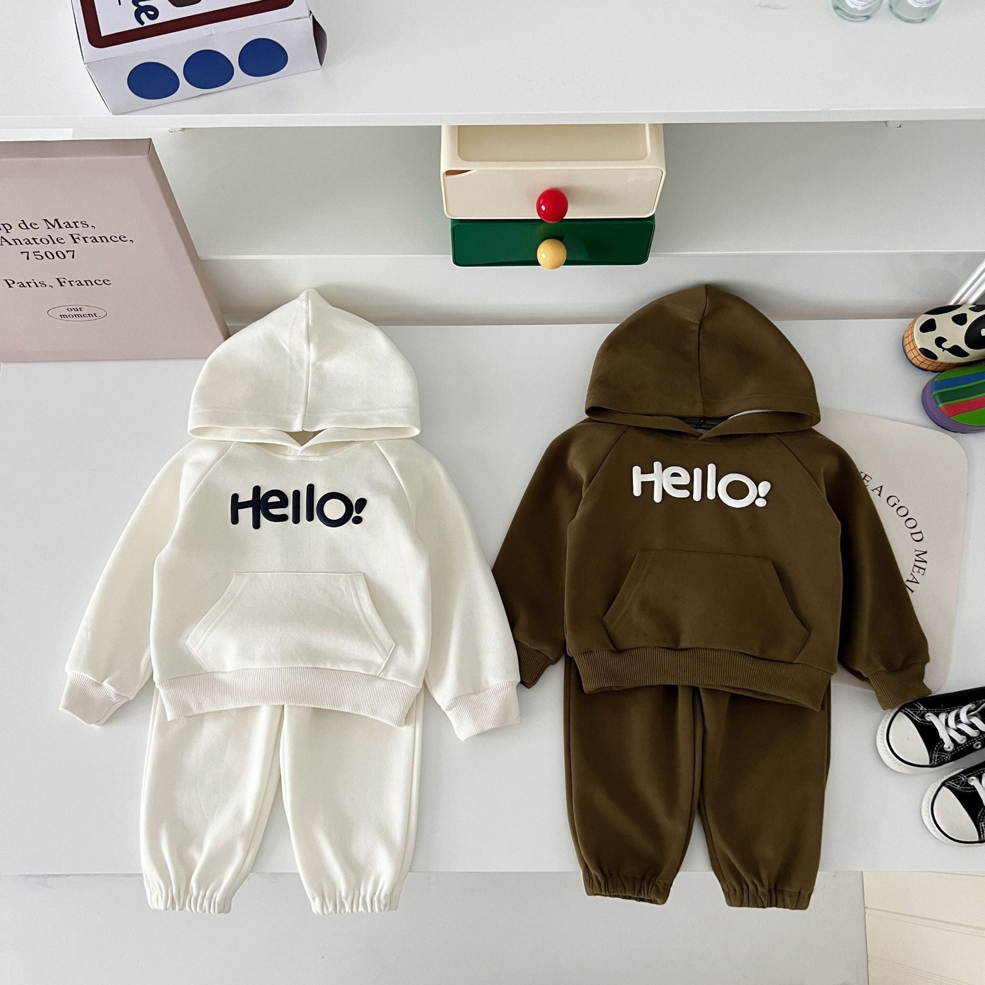 2 Pieces Set Baby Kid Boys Letters Hoodies Sweatshirts And Pants Wholesale 240802374