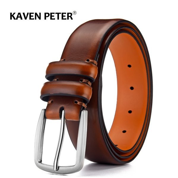Belt Male Fashion Men&#8217-s Luxury Designer Cowskin Belts For Jeans Genuine Leather Strap Pin Buckle Cummerbunds Ceinture Homme